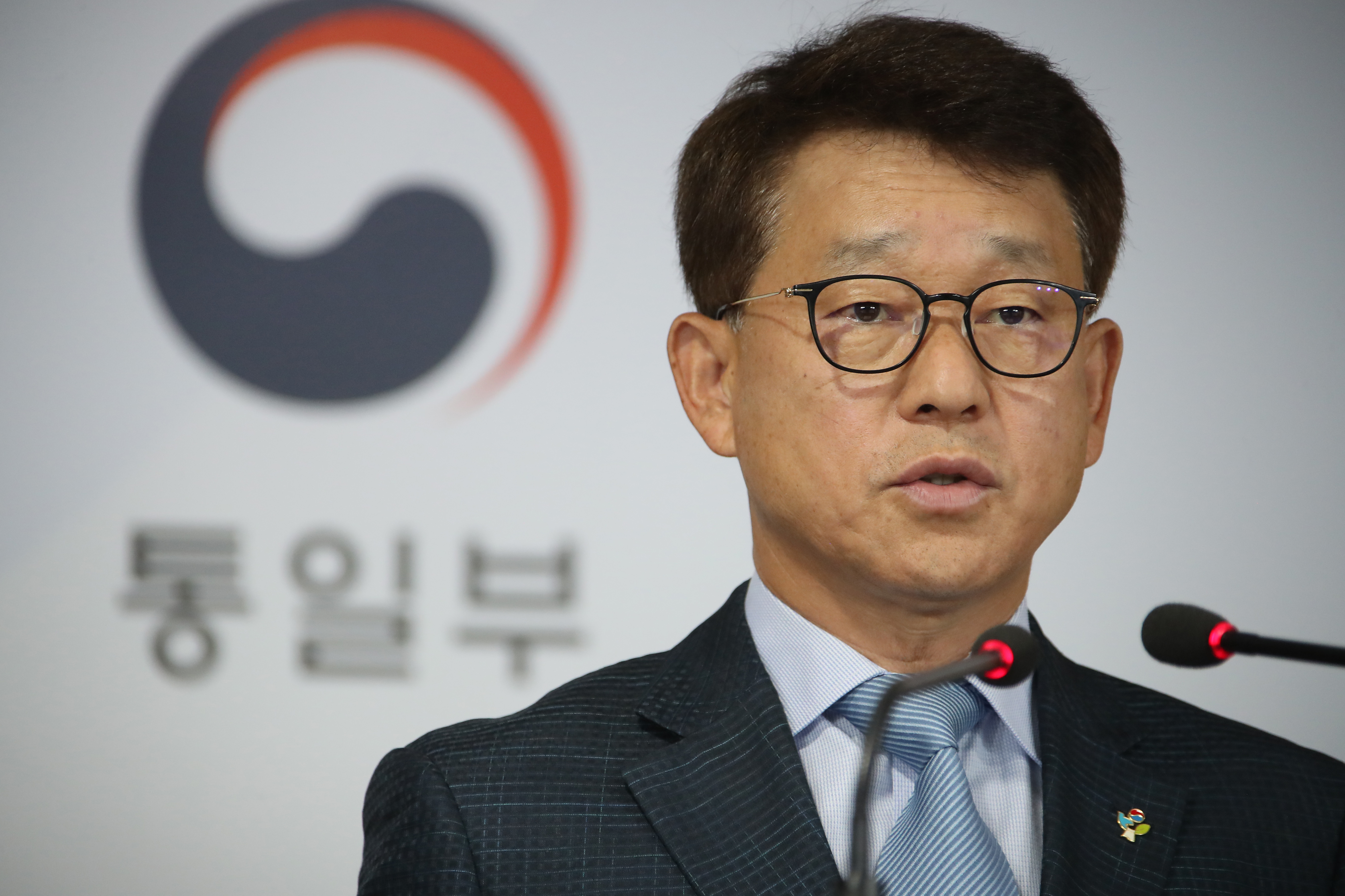 여상기 통일부 대변인이 22일 정부서울청사에서 열린 브리핑에서 기자들의 질문에 답하고 있다. 연합뉴스