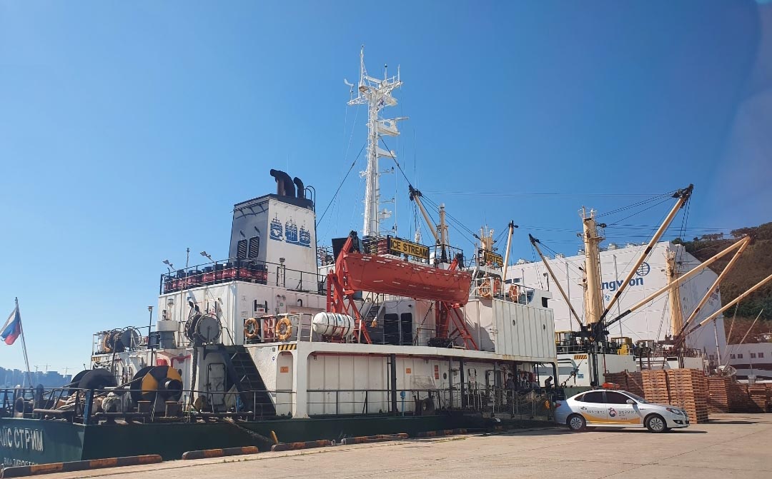 부산항 입항 러 선박서 16명 확진 (부산=연합뉴스) 22일 부산 감천항에 입항한 러시아 국적 냉동 화물선. 이 배 선장 등 21명 중 16명이 코로나19 양성 판정을 받았다. 연합뉴스