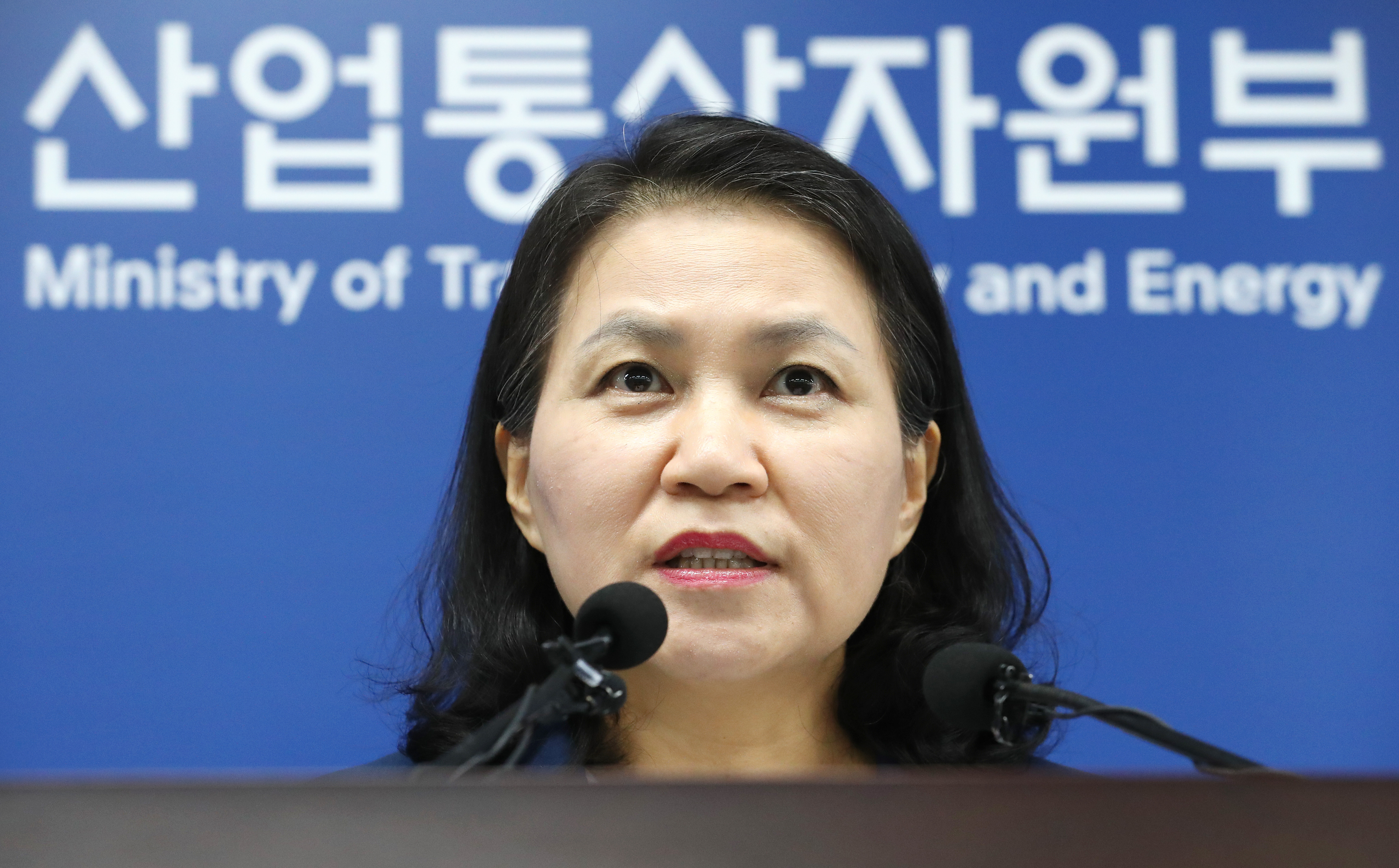 유명희 산업통상자원부 통상교섭본부장이 24일 세종시 정부세종청사에서 열린 세계무역기구(WTO) 차기 사무총장 입후보 기자회견에서 포부를 밝히고 있다. 세종=연합뉴스