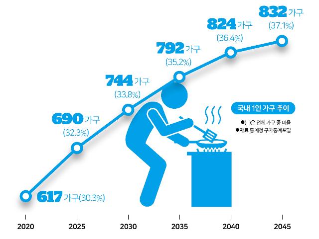 국내 1인 가구 증가 추이