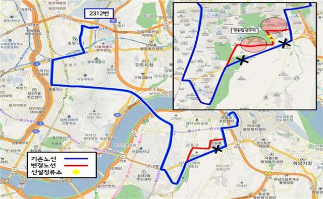 2312번 버스 노선도. 서울시 제공?