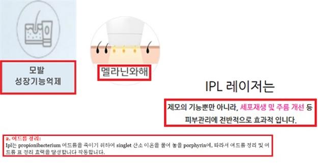 해외직구 제모기의 허위과장 광고 사례. 식품의약품안전처 제공