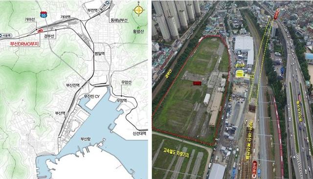 부산시가 옛 미군 군수물자재활용유통사업소(DRMO) 부지에 대해 오염된 토양에 대한 정화를 마치고 체육공원 등을 조성하고 있다. 왼쪽은 위치도.