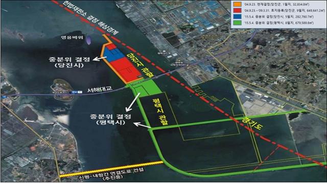 당진평택학 매립지 현황도. 충남도 제공