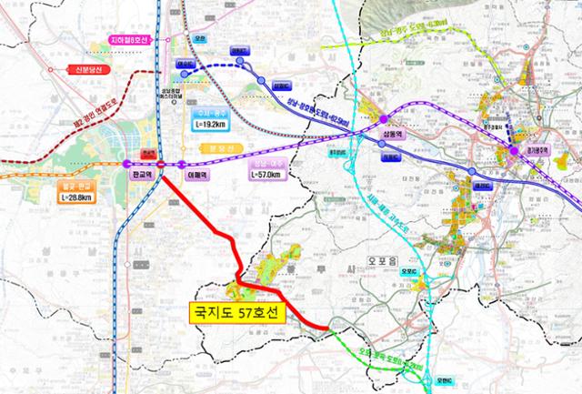 성남 판교~광주 오포 간 국지도 57호선 구간