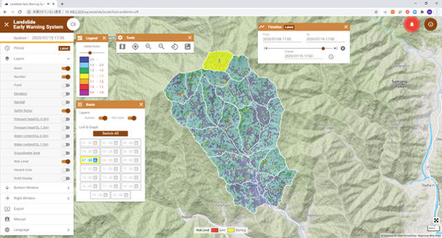 한국지질자원연구원이 개발한 산사태 조기경보 시스템의 화면. 지질연 제공