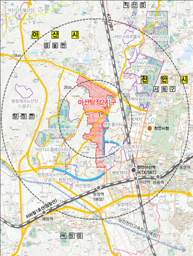 충남 아산 탕정2지구 도시개발구역 위치도. 충남도 제공