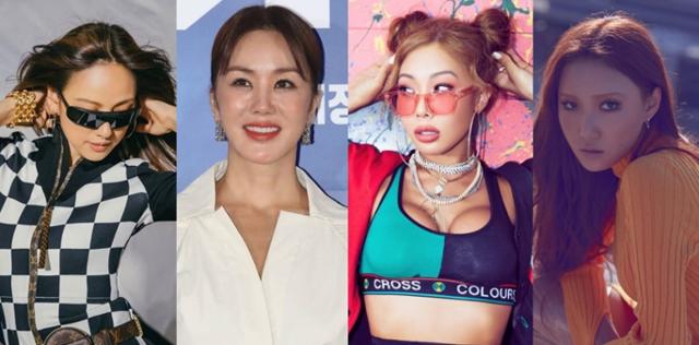 '놀면 뭐하니?'를 통해 탄생을 예고한 프로젝트 그룹 환불원정대(이효리 엄정화 제시 화사)가 싹쓰리에 이어 올 여름 음원차트 공룡이 될까. MBC '놀면 뭐하니?', 연합뉴스, 피네이션, RBW 제공