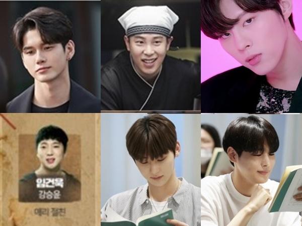 옹성우 표지훈 김우석 최병찬 황민현 강승윤(왼쪽 위부터 시계방향)이 하반기 드라마를 통해 연기돌의 매력을 발산할 예정이다. JTBC, 플레이리스트, MBC 제공