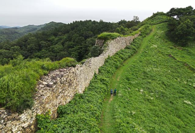 동문에서 남문으로 이어지는 삼년산성 산책로. 성벽 안쪽을 따라 걷는다.