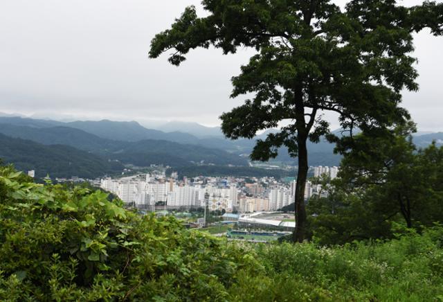 삼년산성에서는 어디서나 보은 읍내와 주변 들판이 시원하게 펼쳐진다. 작은 도시지만 보은 읍내에는 고층 아파트가 밀집돼 있다.