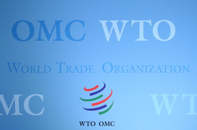 FILE PHOTO: The logo of the World Trade Organization (WTO) is pictured after a General Council meeting in Geneva, Switzerland, July 23, 2020. REUTERS/Denis Balibouse/File Photo/2020-07-30 01:42:37/