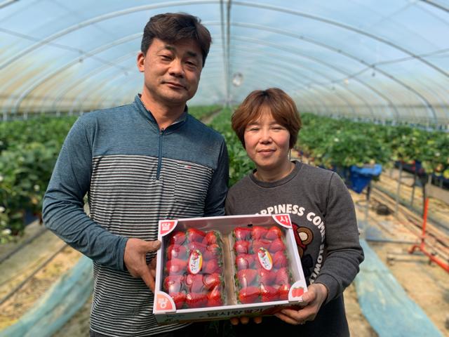 농협중앙회가 선발하는 올해의 '새농민상' 본상과 '국무총리표창'을 수상한 합천동부농협 이용태ㆍ박성남 부부. 경남농협 제공