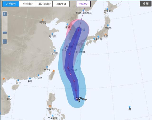 태풍 '마이삭' 이동 경로. 기상청 제공