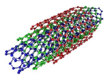 탄소 분자가 튜브 형상으로 말려있는 탄소나노튜브 구조도. 위키피디아 커먼즈