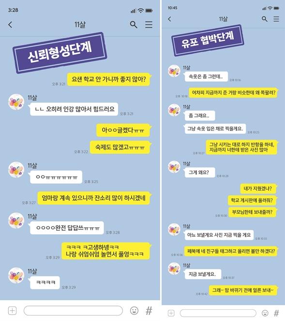 온라인 상에서 이뤄진 아동ㆍ청소년 디지털 성범죄 예시. 서울시 제공