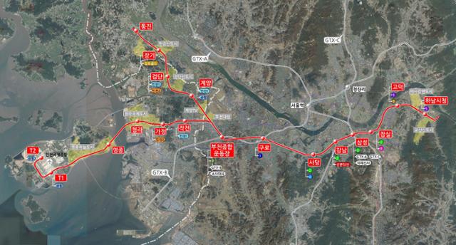 수도권광역급행철도(GTX)-D 검토 노선도. 인천시 제공
