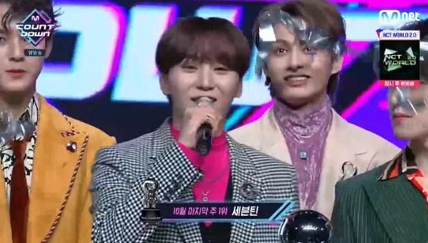 세븐틴이 Mnet '엠카운트다운'에서 1위를 차지했다. 방송 캡처