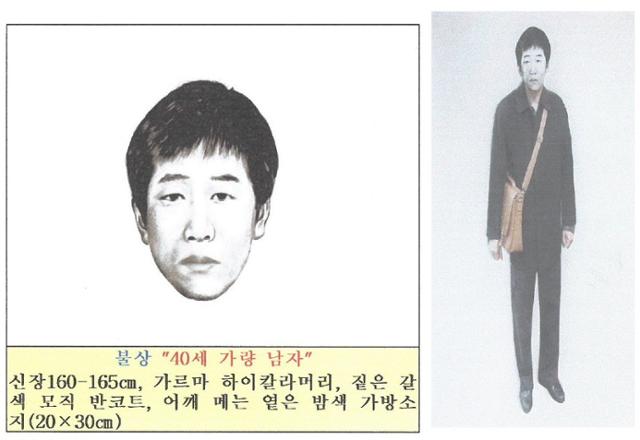 2002년 구로 호프집 여주인 강도살인 사건 당시 수배사진과 서울 남부경찰서(현 금천경찰서)가 만들어 배포한 범인 몽타주. 한국일보 자료사진