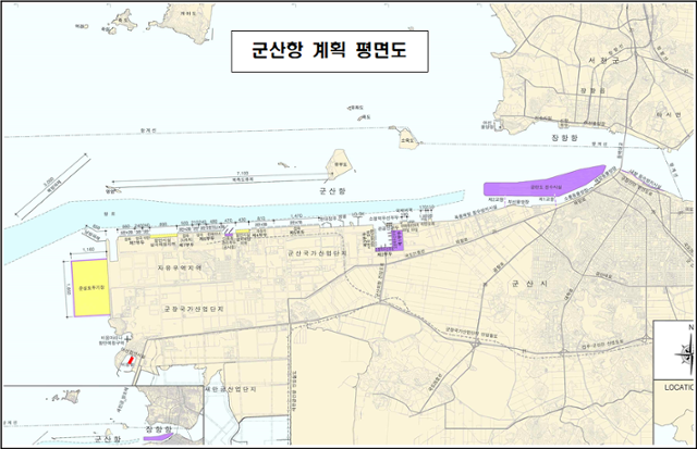 전북 군산항 개발 계획 평면도.