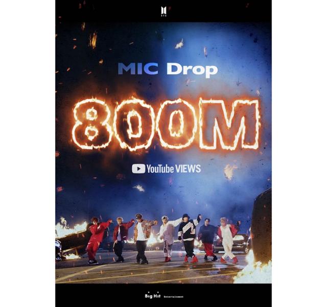 그룹 방탄소년단이 'MIC Drop' 리믹스 뮤직비디오 8억 뷰를 달성했다. 빅히트엔터테인먼트 제공