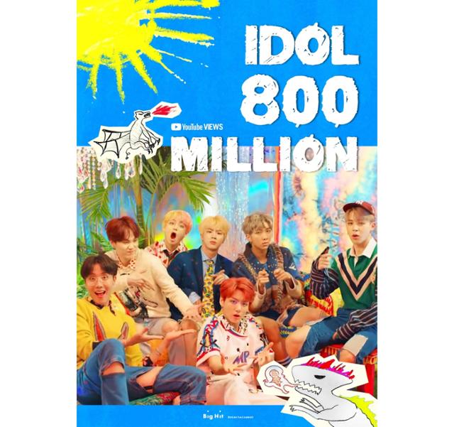 그룹 방탄소년단의 'IDOL' 뮤직비디오가 8억 뷰를 돌파했다. 빅히트 제공