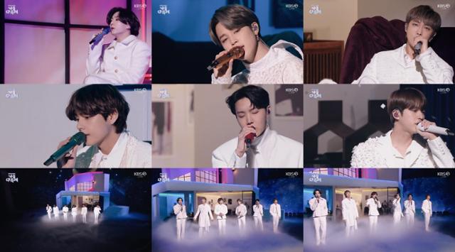 방탄소년단은 18일 오후 생방송으로 진행된 KBS2 '2020 KBS 가요대축제'에서 'I NEED U'와 'Dynamite' 'Life Goes On'으로 풍성한 무대를 꾸몄다. KBS 캡처