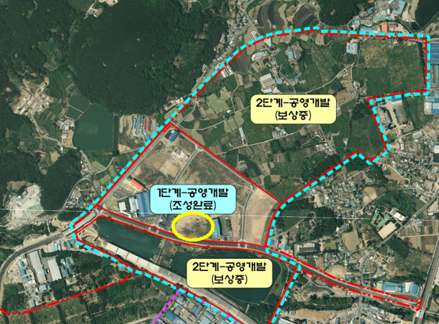 울산하이테크벨리 일반산단 위치도. 원안이 지원주택 부지