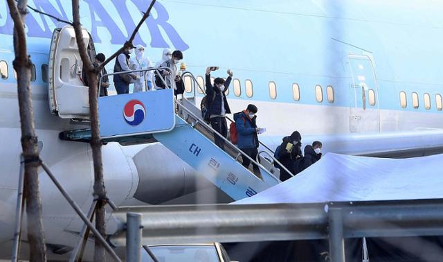 1월 31일 중국 우한 교민 정부 전세기로 입국. 서재훈 기자