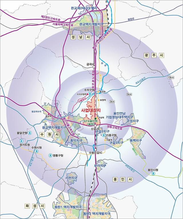 5일 고시된 경기용인 플랫폼시티 위치도. 용인시 제공