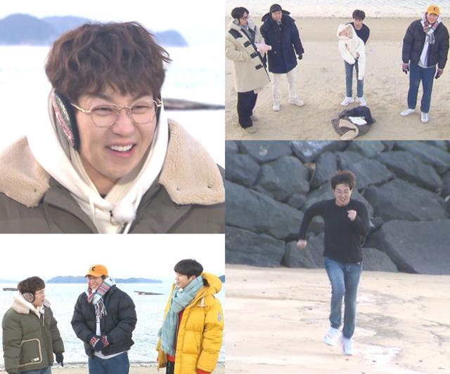 '1박 2일 4' 딘딘이 2021년 새해 첫 입수에 도전한다. KBS 제공