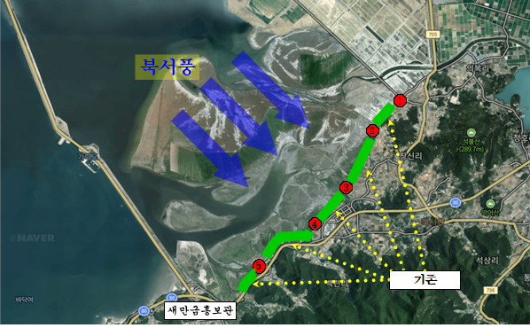 전북 새만금 배후지역 방재숲 조성 사업 위치도.