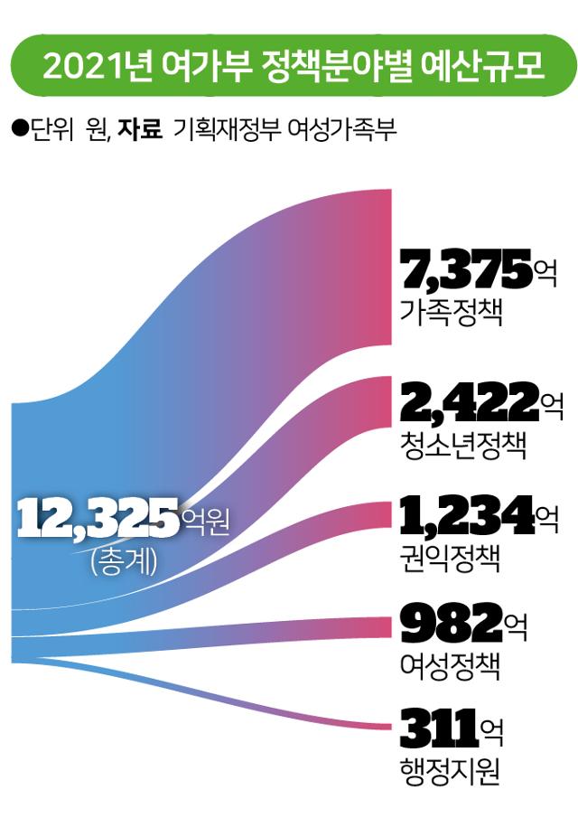 2021년 여가부 정책분야별 예산규모. 그래픽=송정근 기자