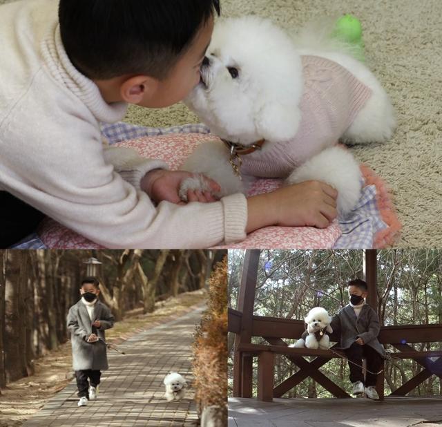 편스토랑' 김재원 아들 이준, 강아지와 커플룩 입고 공원산책