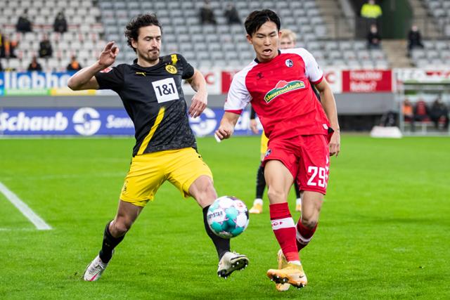 ‘정우영 시즌 3 골’프라이 부르크, 도르트문트에서 2-1 승리