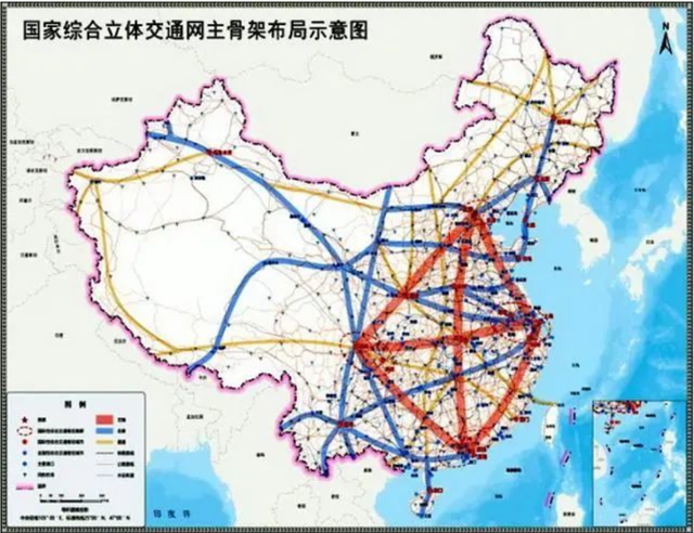 중국 국무원이 1일 공개한 '국가종합입체교통망' 정비 계획. 2035년까지 총 70만㎞의 도로와 철도를 건설하는 내용을 담았다. 텅쉰왕 캡처
