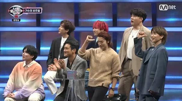 슈퍼주니어가 Mnet '너의 목소리가 보여 8'에서 음치 색출에 도전했다. 방송 캡처