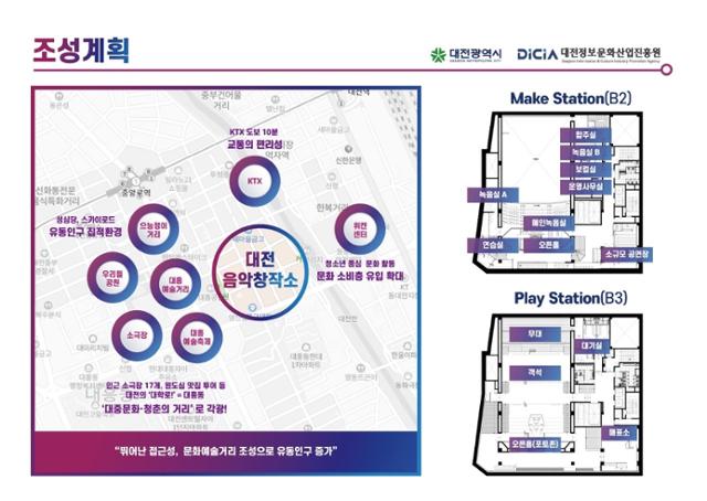 대전음악창작소 위치와 계획도.