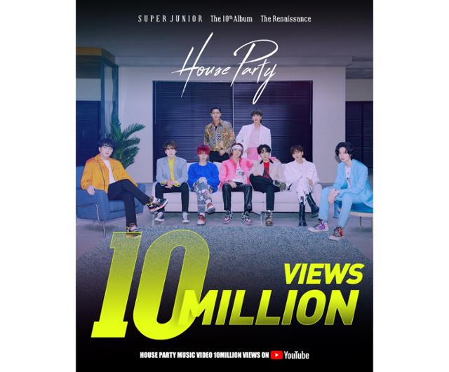 그룹 슈퍼주니어가 신곡 'House Party'(하우스 파티) 뮤직비디오 1,000만 뷰 돌파를 기념해 스페셜 영상을 오픈한다. 레이블sj 제공