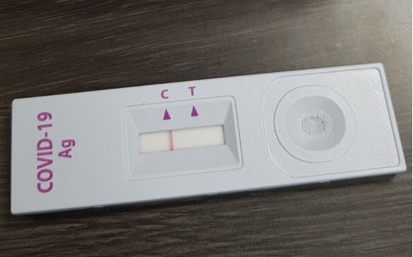 한 인터넷 커뮤니티에 올라온 자가검사키트 결과 인증샷. 검사 결과 붉은색 두 줄이 나타나면 '양성', 한 줄이 나타나면 '음성'이다. 하지만 음성이 나타나더라도 마스크 착용 등 방역수칙은 필수다.