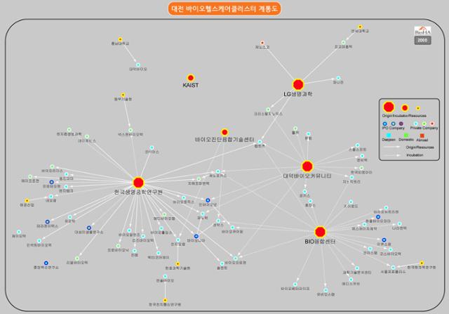 2005년 대전바이오헬스케어 산업 계통도.