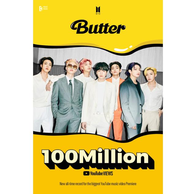 그룹 방탄소년단의 'Butter' 뮤직비디오가 공개 21시간 만에 1억 뷰를 돌파하며 글로벌 히트에 시동을 걸었다. 빅히트 뮤직 제공