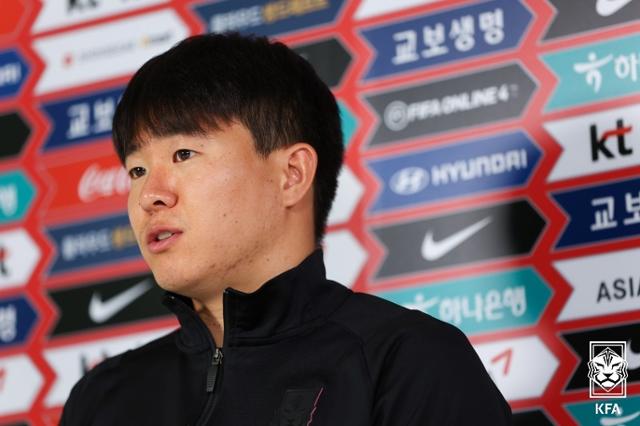 2022 FIFA 카타르월드컵 아시아지역 2차 예선을 앞두고 축구 국가대표팀에 합류한 권창훈이 2일 비대면 인터뷰를 하고 있다. 대한축구협회 제공