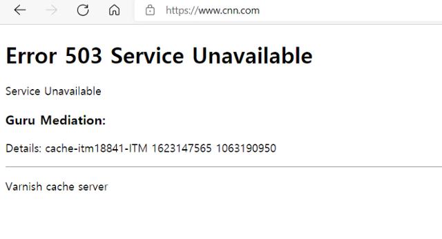 8일 접속 오류가 발생한 미국 CNN방송 홈페이지. 뉴스1