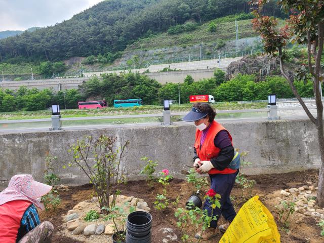 화단이 조성되고 난 후 주민들은 매주 화단 가꾸기를 자처한다. 김민규 기자 whitekmg@hankookilbo.com