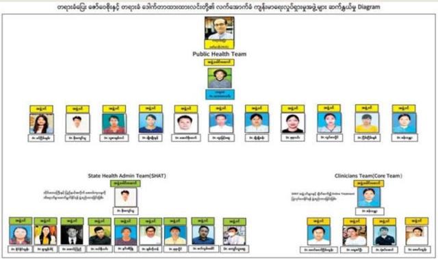 미얀마 쿠데타 군부가 주장하고 있는 시민불복종운동 의료인 연합의 조직도. 이라와디 캡처