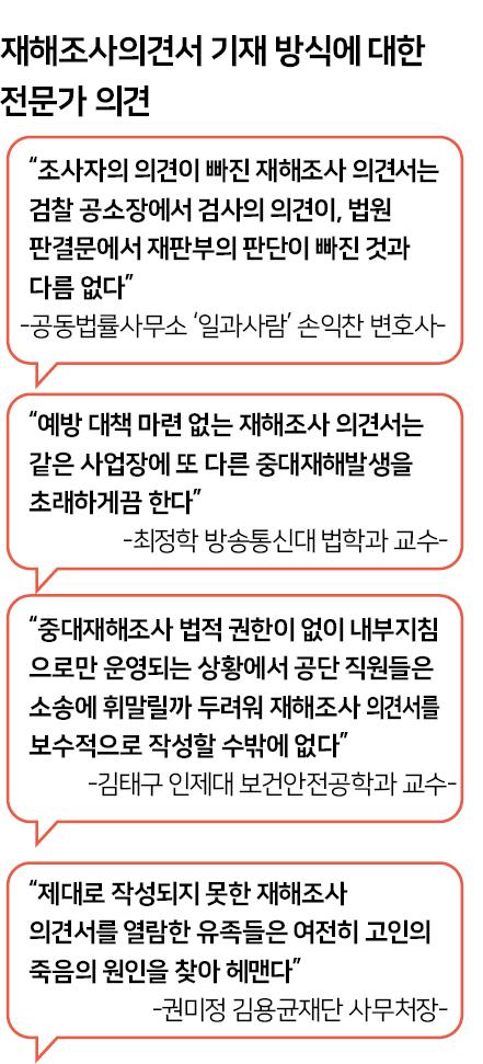 재해조사의견서 기재 방식에 대한 전문가 의견. 신동준 기자