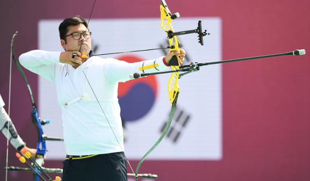 6월 11일 광주국제양궁장에서 열린 2021 아시아컵 마지막 날 남자 개인전 결승에 출전한 김우진. 대한양궁협회 제공.