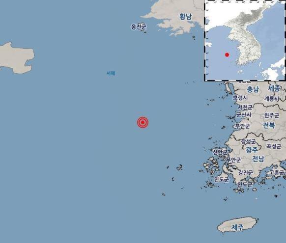 21일 오전 9시 40분 41초 전북 군산시 어청도 서남서쪽 123km 해역에서 규모 4.0의 지진이 발생했다고 기상청이 밝혔다. 연합뉴스