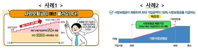 체증형 종신보험 광고 화면. 금융감독원 제공